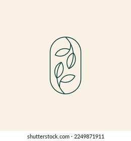 Floral frame botany border logo template
