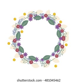 Floral frame box flat design template vector illustration