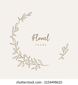 Floral frame with a branch and leaves. Elegant hand drawn logo template. vector illustration for labels,
branding business identity, wedding invitation