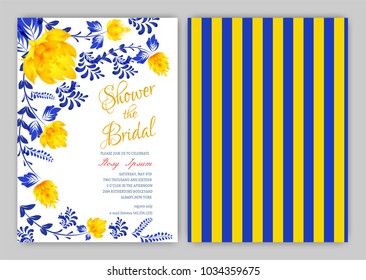 Floral Frame Bridal Shower Invitation or Wedding card