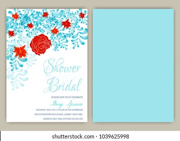 Floral Frame Bridal Shower Invitation or Weedding card