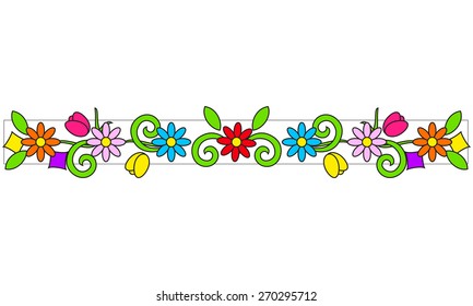 floral frame of bright colors in the middle of the composition