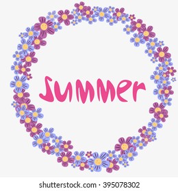 Floral frame with bright flowers