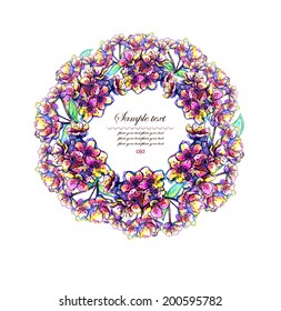Floral Frame.  Bright  wreath perfect for wedding invitations and birthday cards. EPS10