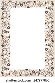 Floral frame Brown. Decorative vector elements for design.