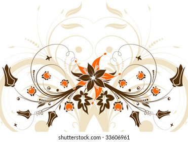 Floral frame with bud, vector illustration