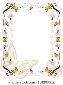floral frame with butterflies