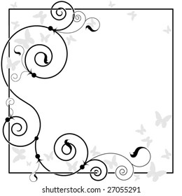 floral frame with butterflies