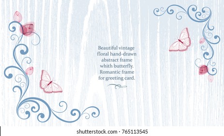 Floral frame with butterflies