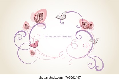 Floral frame with butterflies