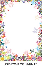 Floral frame with butterflies
