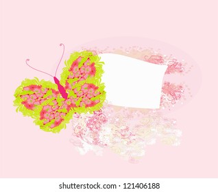 Floral frame with butterfly