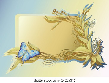 Floral Frame with Butterfly