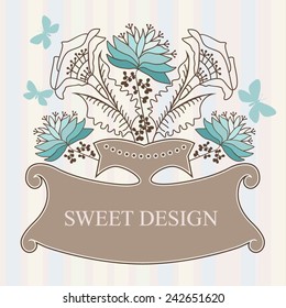 floral frame with butterfly