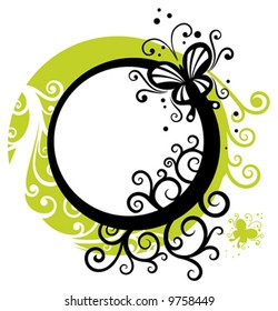 Floral frame with butterfly
