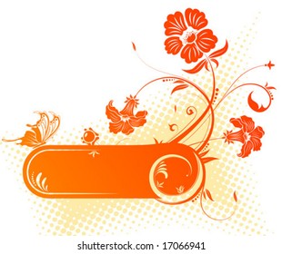 Floral frame with butterfly, element for design, vector illustration