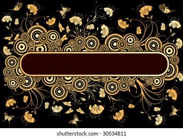 Floral frame with butterfly, element for design, vector illustration