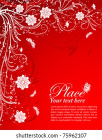 Floral frame with butterfly, element for design, vector illustration