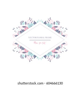 Floral frame card design. Vector illustration