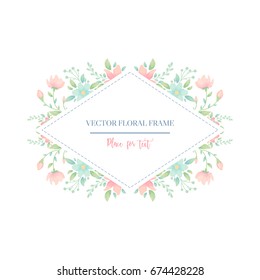 Floral frame card design. Vector illustration