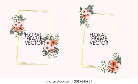 Floral frame Card Template with romantic stunning Flowers in label for Wedding Invitation, Greeting with Floral Ornament, sale, ad. Vector illustration