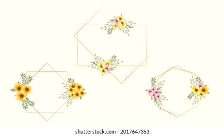 Floral frame Card Template with romantic stunning Flowers in label for Wedding Invitation, Greeting with Floral Ornament, sale, ad. Vector illustration