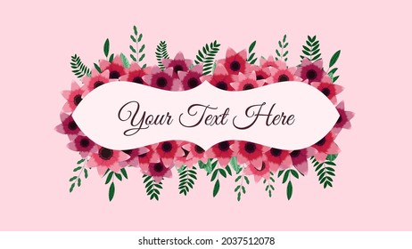 Floral frame Card Template with romantic stunning Flowers in label for Wedding Invitation, Greeting with Floral Ornament, sale, ad. Vector illustration
