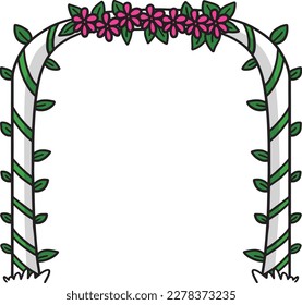 Floral Frame Cartoon Colored Clipart Illustration