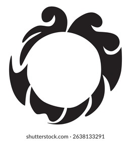 Floral Frame Circle Shape, Simple Hand Draw Sketch Vector