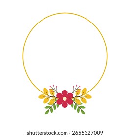 Floral Frame in Clean Flat Style for Greeting Cards and Wedding Announcements