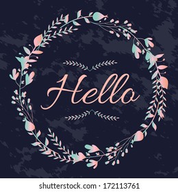 floral frame. collected in the range of herbs and flowers in retro style for greeting cards