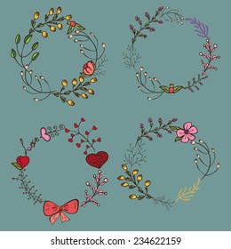 Floral Frame Collection. Hand drawn design elements. Perfect for wedding invitations and birthday cards.