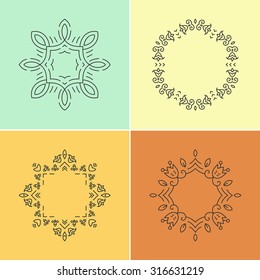 Floral frame collection made in modern line style vector. Graceful and elegant style.
