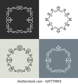 Floral frame collection made in modern line style vector.