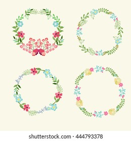 Floral Frame Collection retro flowers wreath , can be used as creating card, invitation card for wedding,birthday and other holiday and cute summer background.