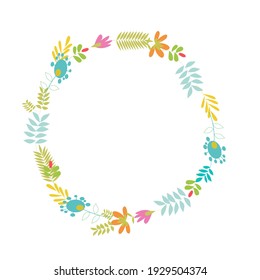 Floral Frame Collection. Set of cute retro flowers arranged un a shape of the wreath perfect for wedding invitations and birthday cards