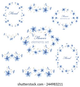 Floral Frame Collection. Set of cute retro flowers perfect for wedding invitations and birthday cards