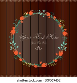 Floral Frame Collection. Set of cute retro flowers arranged in the shape of a wreath perfect for wedding invitations and birthday cards