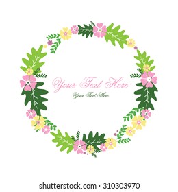 Floral Frame Collection. Set of cute retro flowers arranged in the shape of a wreath perfect for wedding invitations and birthday cards