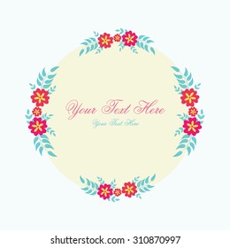 Floral Frame Collection. Set of cute retro flowers arranged in the shape of a wreath perfect for wedding invitations and birthday cards