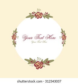 Floral Frame Collection. Set of cute retro flowers arranged in the shape of a wreath perfect for wedding invitations and birthday cards