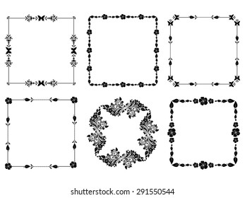 Floral Frame Collection. Set of design elements isolated on White background. Vector illustration
