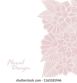 Floral frame with colorfu flower. Vector set of blooming flower for wedding invitations and greeting card design.