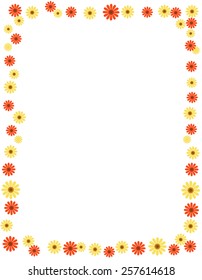 Floral frame with colorful daisies and  empty space on center