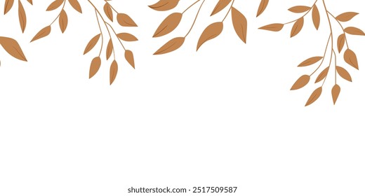 Floral frame with colorful exotic branches on white background. Ornate border with tropic leaves. Vector stock illustration for wallpaper, posters, card.  Doodle style. Copy space.