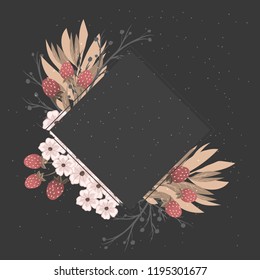 Floral frame with colorful flower.