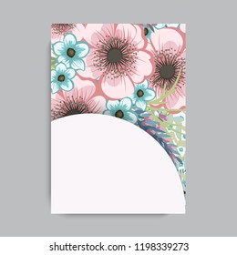 Floral frame with colorful flower.
