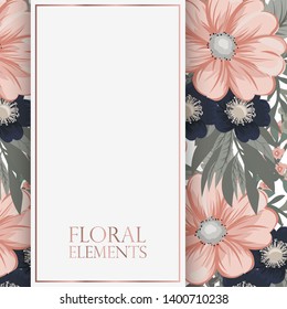 Floral frame with colorful flower.