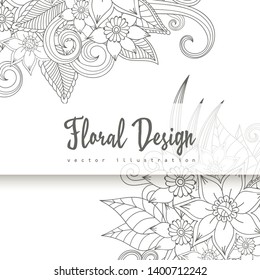 Floral frame with colorful flower.