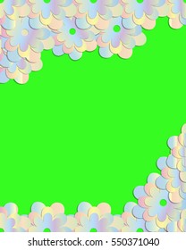 floral frame colorful paper flowers on a green background vector illustration